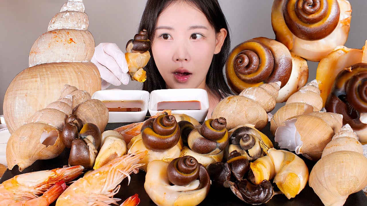 꾸덕 쫄깃🐚 백골뱅이찜, 새우찜 먹방 Steamed Sea Snails [eating show] mukbang korean food