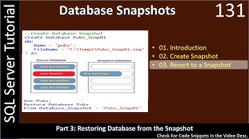 Database Snapshot | Part 3 - Restore a Snapshot | SSMS TSQL Tutorial #131