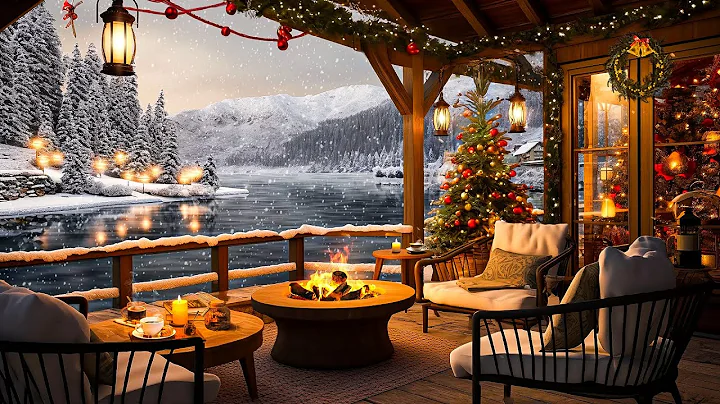 Christmas Jazz Instrumental Music with Crackling Fireplace 🎄 Cozy Christmas Coffee Shop Ambience