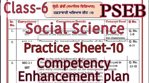 Solved Social Science Practice Sheet-10/Class-6/Competency Enhancement plan/PSEB/@PSEBEDUCATE#pseb