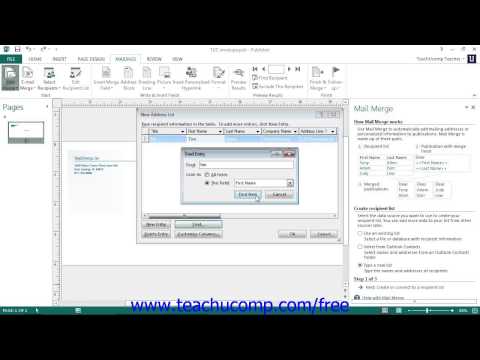 Publisher 2013 Tutorial Creating a Data Source Microsoft Training Lesson 10.3