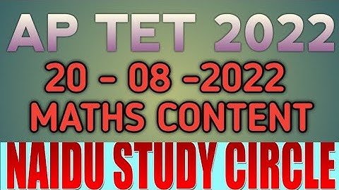 AP TET Maths content 20-08-2022 @naidustudycirclevzm 9160449252 #aptet #mathscontent