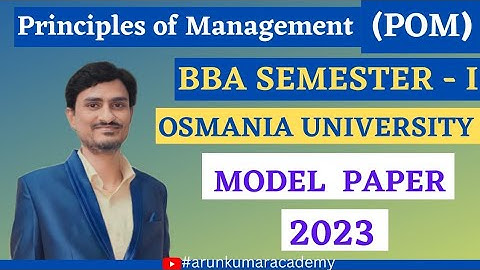 Principles of Management |Model Question Paper | 2023| BBA Semester-1| Degree |OU #arunkumaracademy