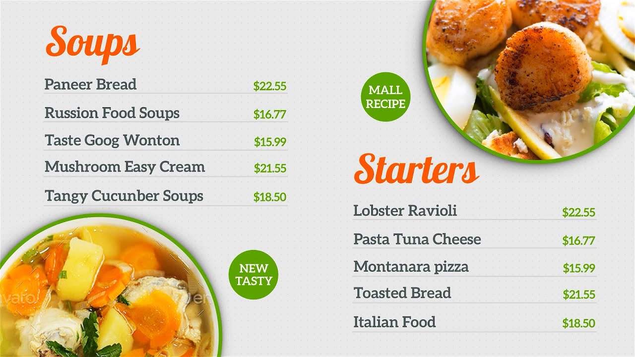 RESTAURANT DISPLAY MUNU PROMO TEMPLATE | FREE DOWNLOAD AFTER EFFECTS BY PADTHAIVIDEO.COM