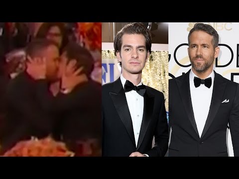 Ryan Reynolds & Andrew Garfield KISS At 2017 Golden Globes