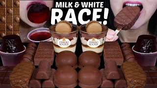 ASMR MILK & WHITE CHOCOLATE RACE! MINI DOVE ICE CREAM BAR, TIRAMISU, MARSHMALLOW, FERRERO ROCHER 먹방