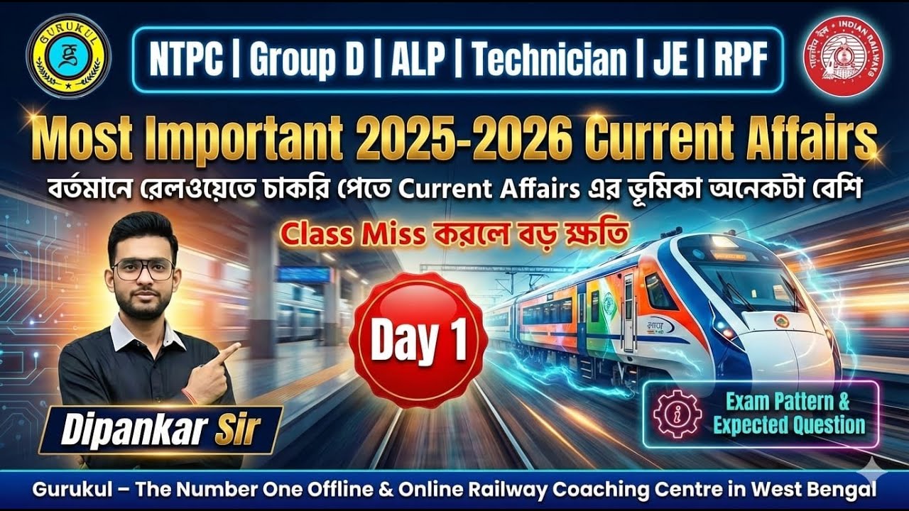 Railway Current Affairs 2025–26 | NTPC | Group D | ALP | Day 1 | বিস্তারিত বর্ণনা সহ 🎯 💥