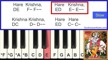 Hare Krishna Mantra (Dhun) - Hare Krishna Hare Rama - Piano Tutorial with Notes