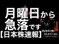 【日本株速報】25/3/31 月曜日から急落。いや、暴落です！