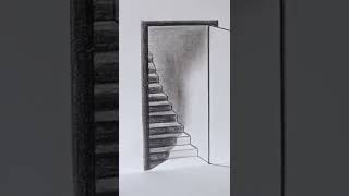 menggambar 3 dimensi tangga pintu#shorts