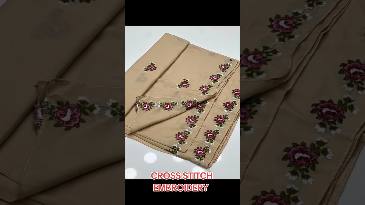 *Swiss Lawn Fabric*Elegant And Beautiful Machine Cross Stitch Embroidery Excellent Quality Fabric