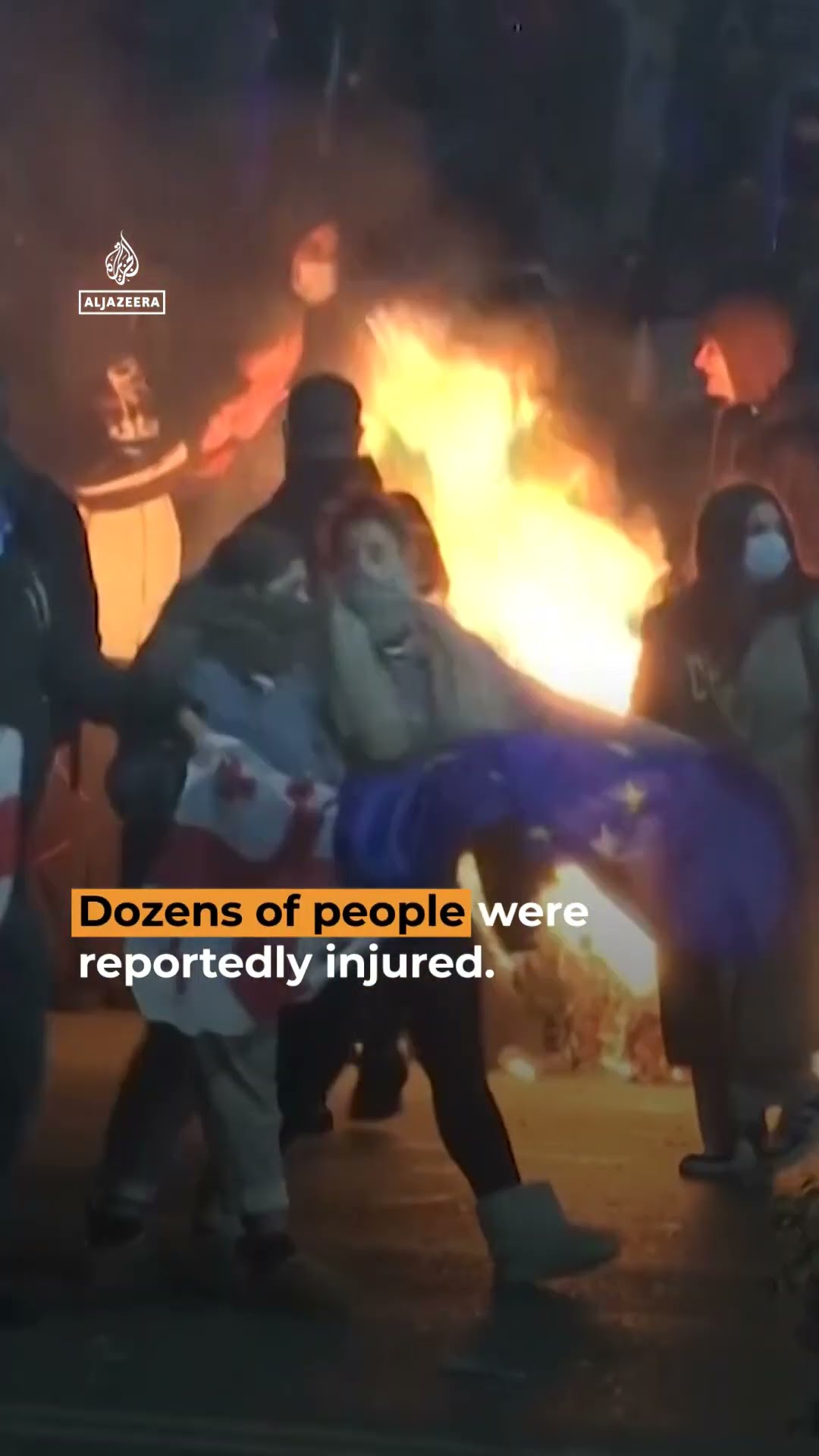 Protesters in Georgia shoot fireworks at riot police | AJ #shorts