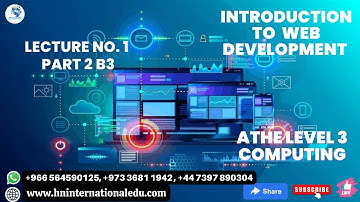 Introduction to Web Development Lecture No. 01 Part 2 B3 ATHE Level 3 Computing