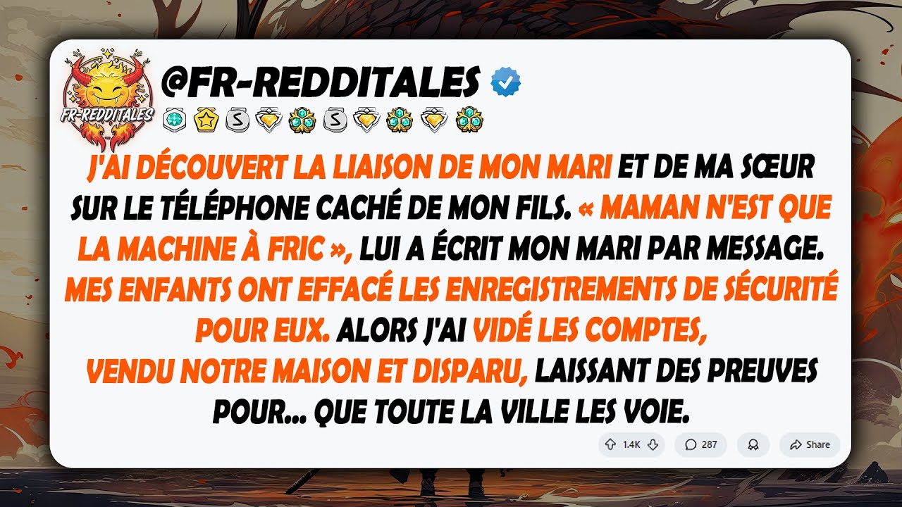 Mon mari a eu une liaison avec ma sœur et mes enfants les ont aidés à le cacher pendant 2 ans...