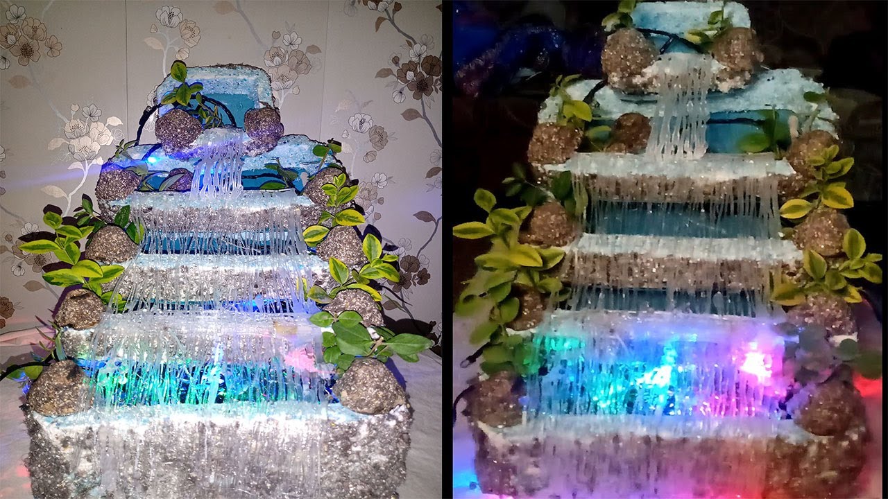 Waterfall from hot glue gun. Showpiece for home decoration.