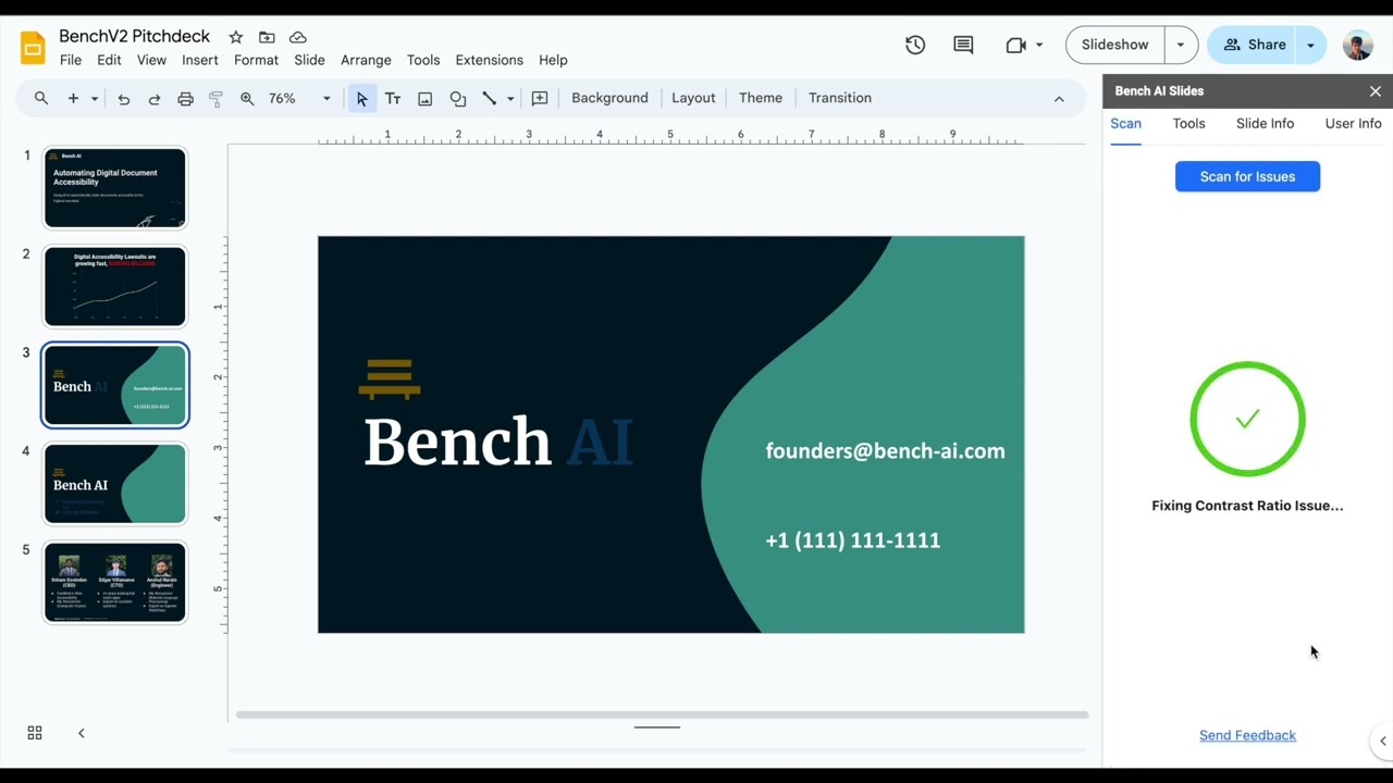 Bench AI Google Slides Color Contrast
