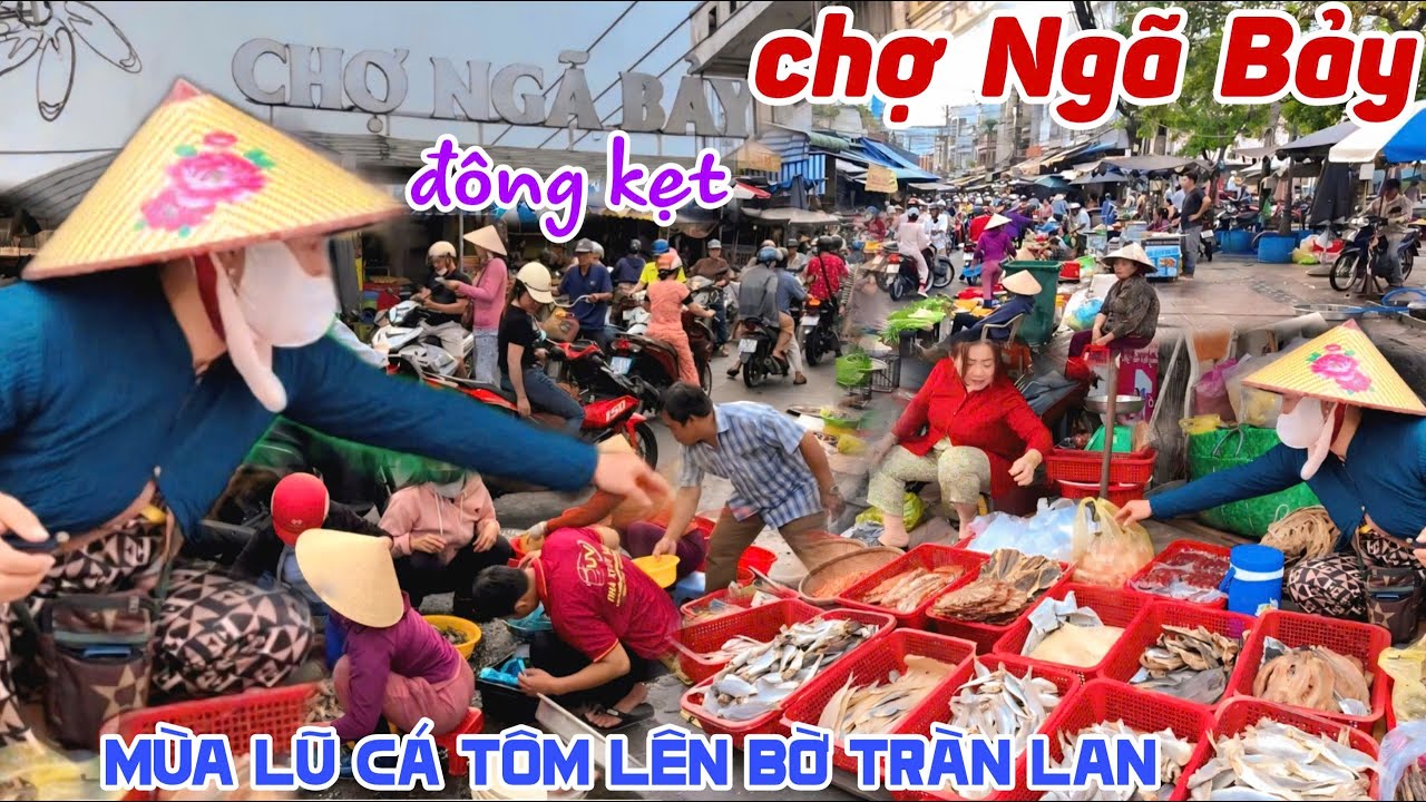 Đông Kẹt CHỢ NGÃ BẢY HẬU GIANG CŨ MÙA LŨ DÂNG CÁ TÔM LÊN BỜ TRÀN LAN Đông Đúc Mua Bán KPVL
