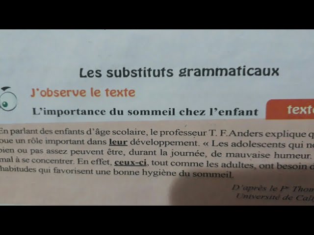 درس les substituts grammaticaux للسنة أولى متوسط ص 20 و 21