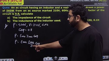 An ac circuit having an inductor and a resistor in series draws a power of 560W from an ac sourc