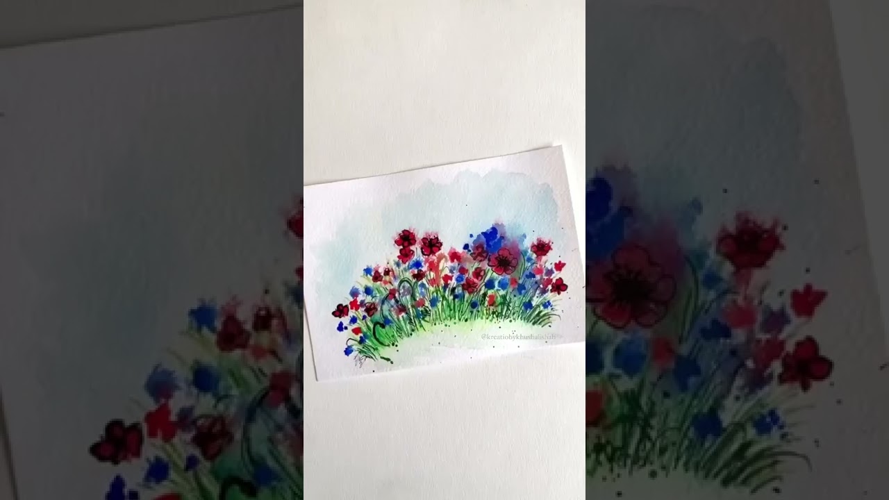 Poppy & cornflower inspired watercolour painting