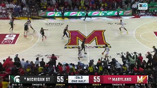 Tre Holloman Insane Beyond Half Court Game Winner At Maryland Michigan State Basketball