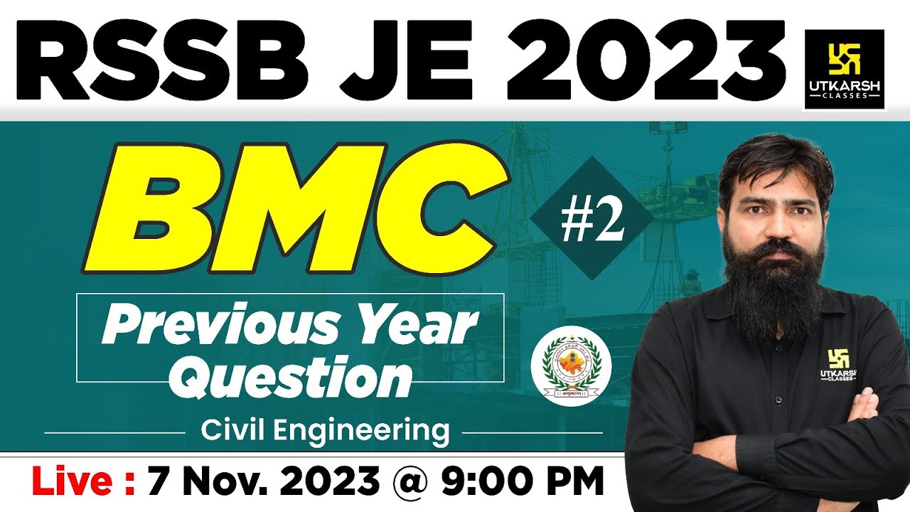 RSSB JE 2023 | RSSB JE Previous Year Questions | BMC Civil Engineering ...