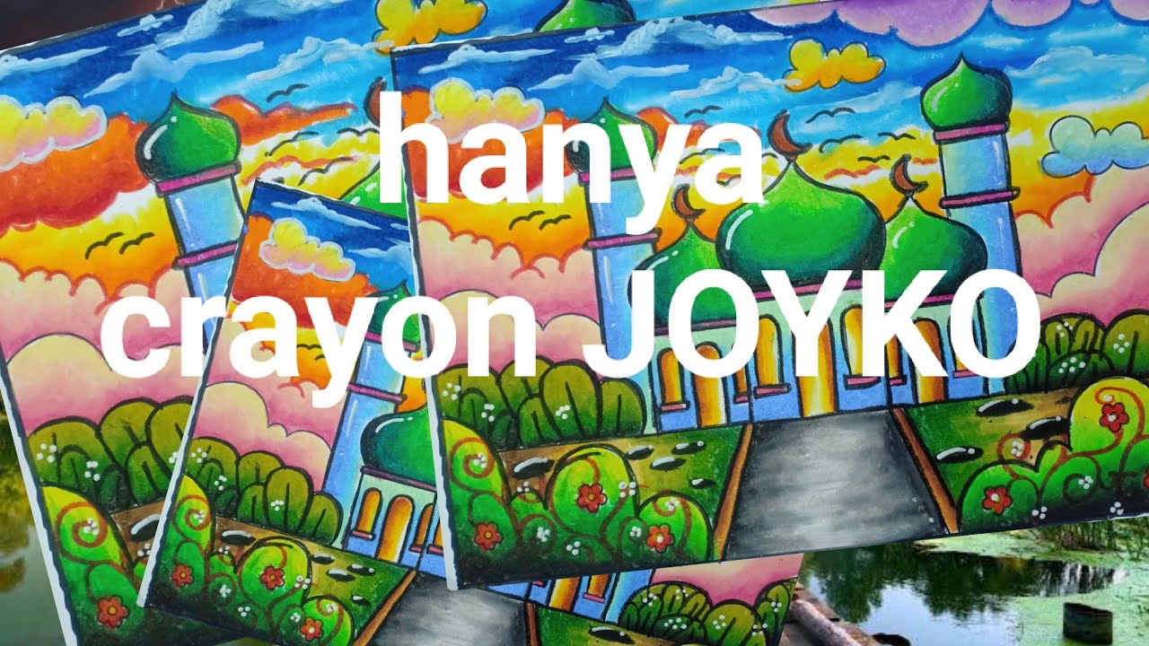 mewarnai masjid dengan crayon joyko