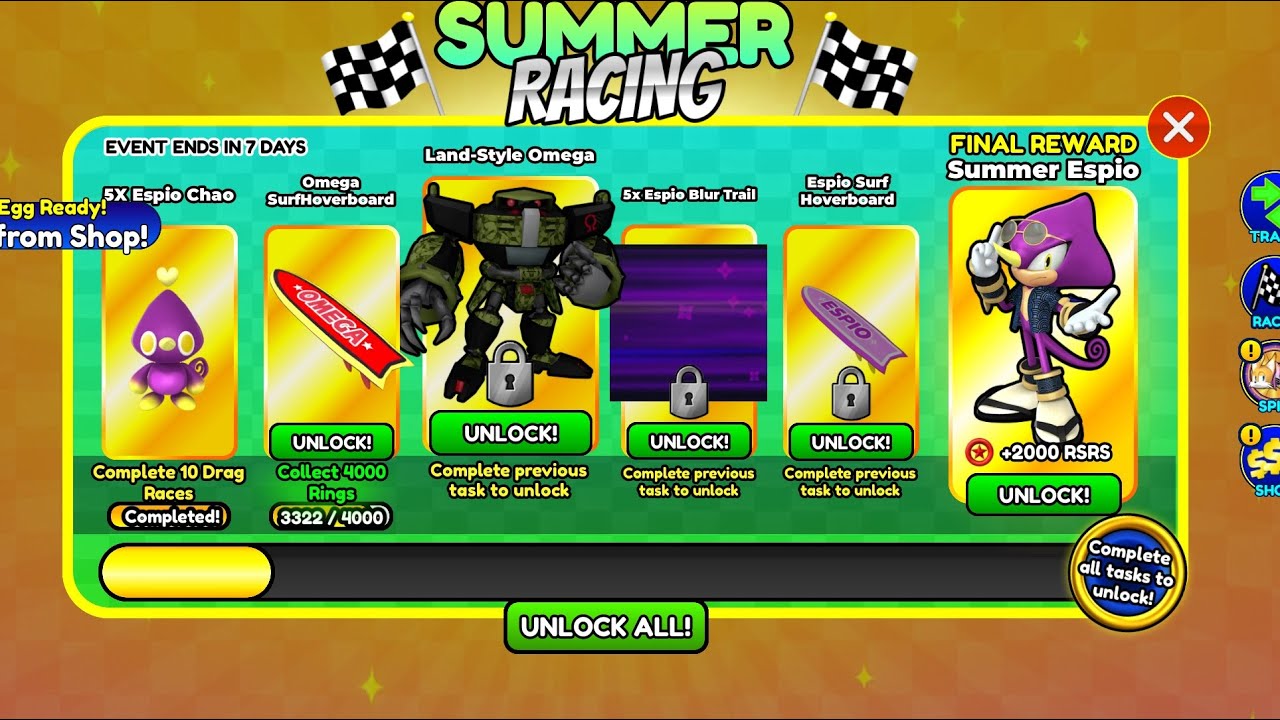 New SONIC SPEED SIMULATOR UPDATE SUMMER RACING PREMIERE