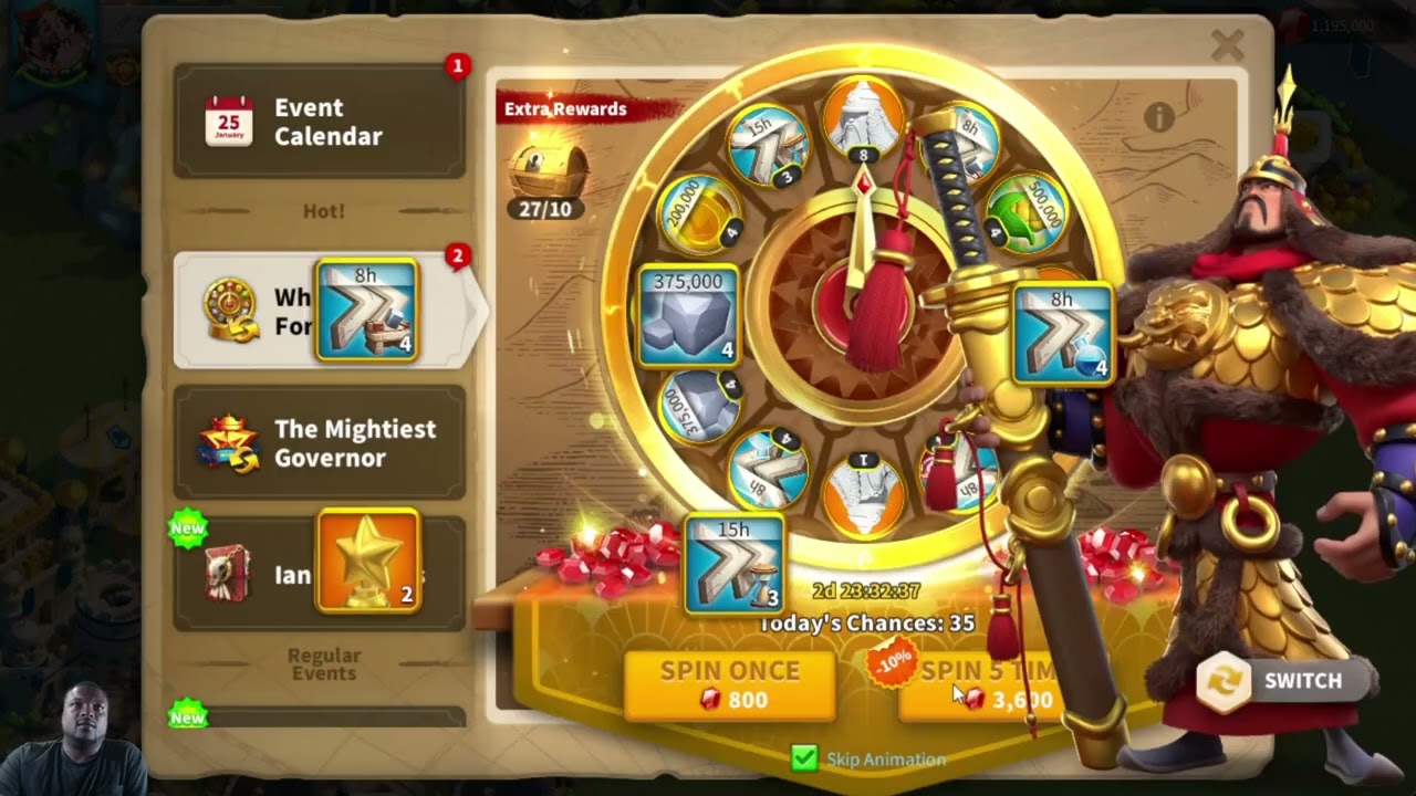 Rise of Kingdoms Wheel of Fortune Leadership Wheel Day 1 YouTube