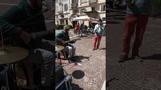 Morning Street Music. Sax and Guitar. Turin, Torino, Italy