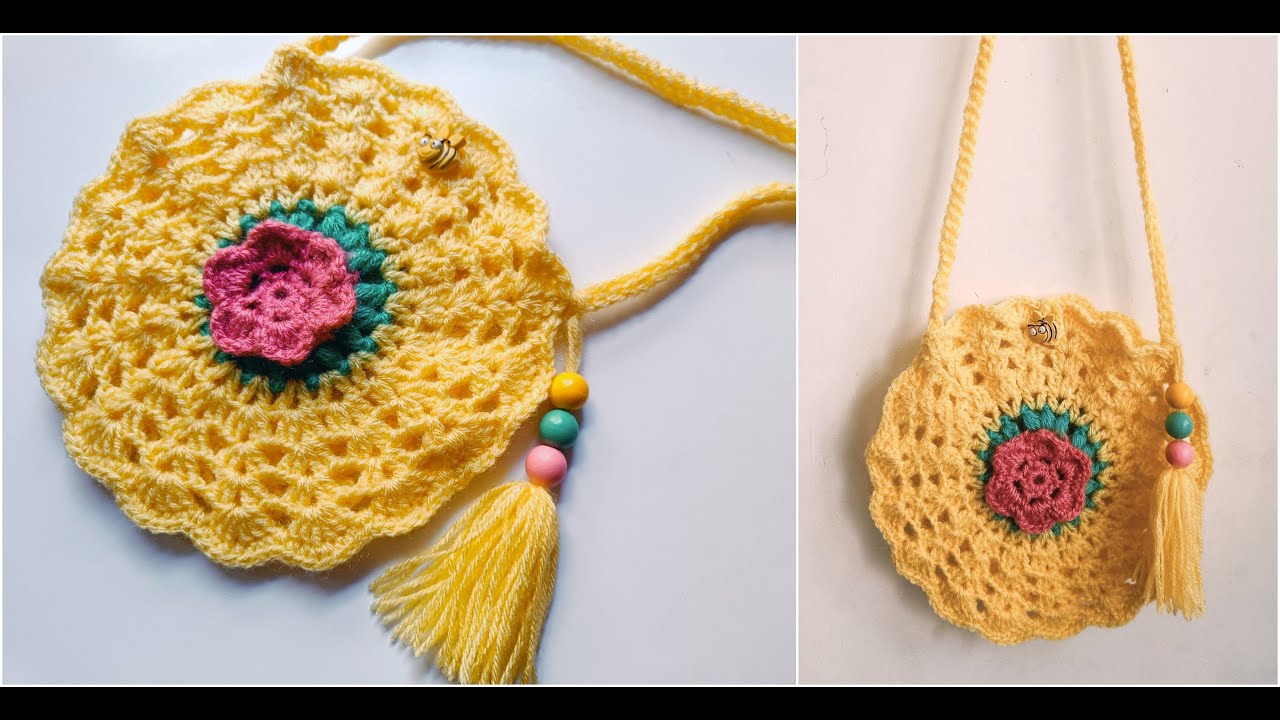 How to crochet a sling bag for kids | crochet flower purse