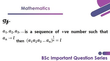 If a1,a2,a3... is a sequence then (a1.a2.a3...an)^1/n = l | Sequence |Real analysis| #EducationHelp