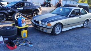 Drifting stock bmw e36 at Napierville dragway
