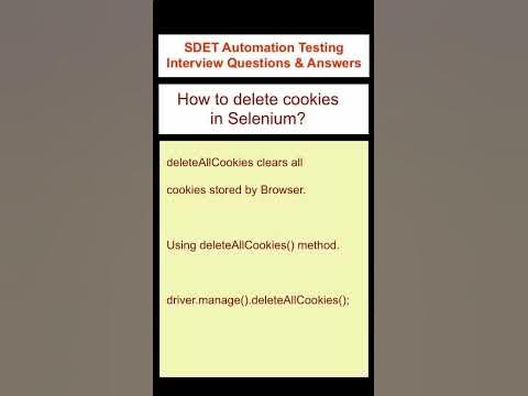 SELENIUM : How to delete cookies in Selenium - SDET Automation Testing ...