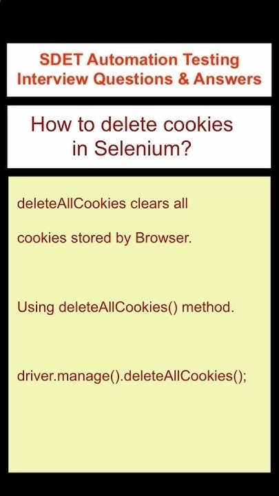 SELENIUM : How to delete cookies in Selenium - SDET Automation Testing ...