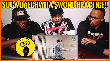 Wait, is that a REAL Sword?! 😮 SUGA's Daechwita Sword Dance Practice (REACTION)