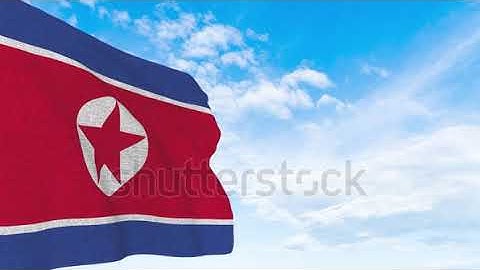 Korea North flag waving in the sky