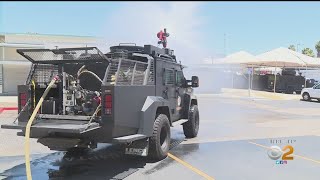 LA County Sheriff's Department Unveils It's New Fire Cat Tactical And Firefighting Vehicle