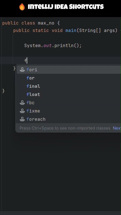 IntelliJ IDEA Shortcuts: PSVM, SOUT & FORI – Code 2x Faster! 🚀 # ...