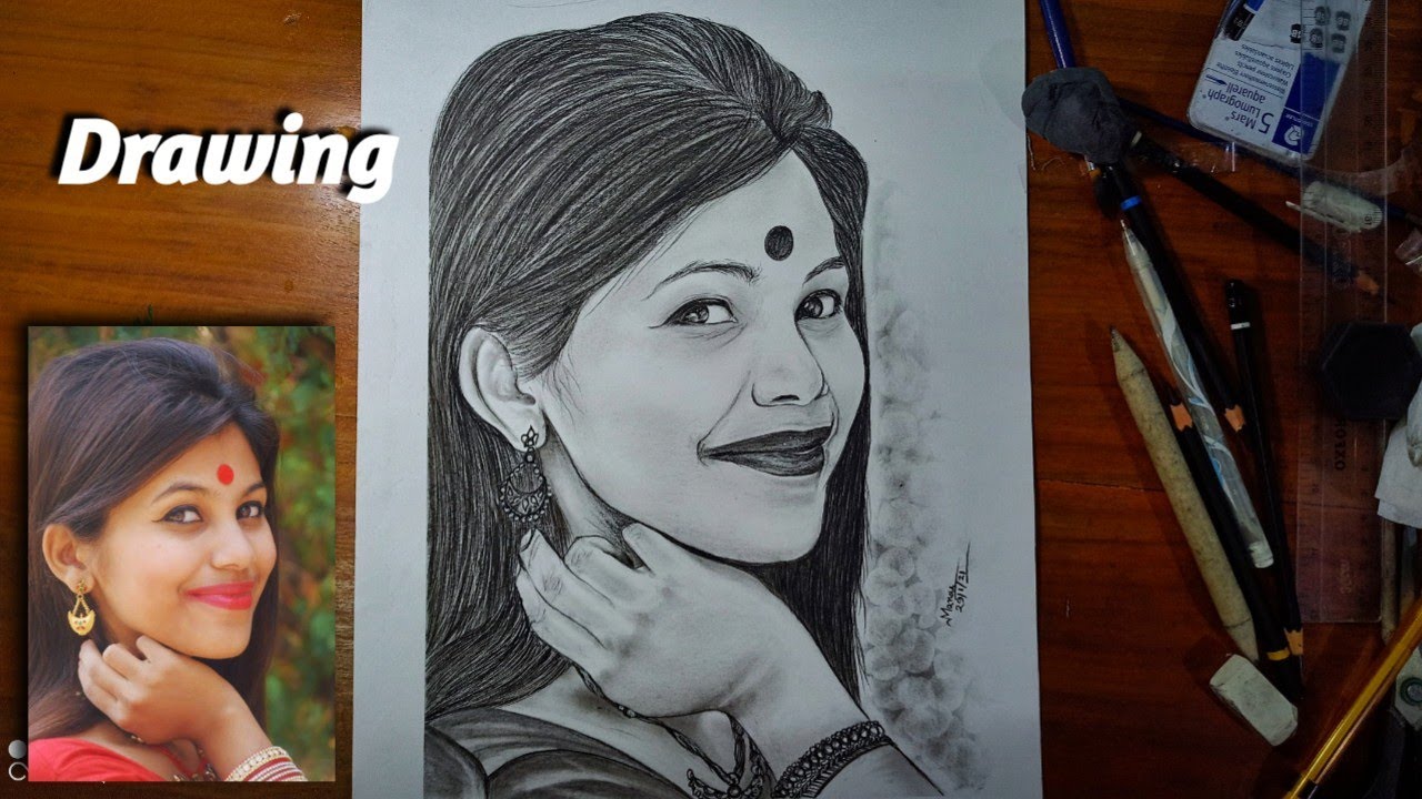 Realistic pencil portrait drawing 🎨|| ✏️❤️|| How do i draw || complete video //🎨✏️