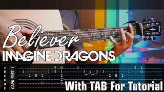 Tab Tutorial On Screen - Believer - Imagine Dragons - Cover (Fingerstyle Cover) chords