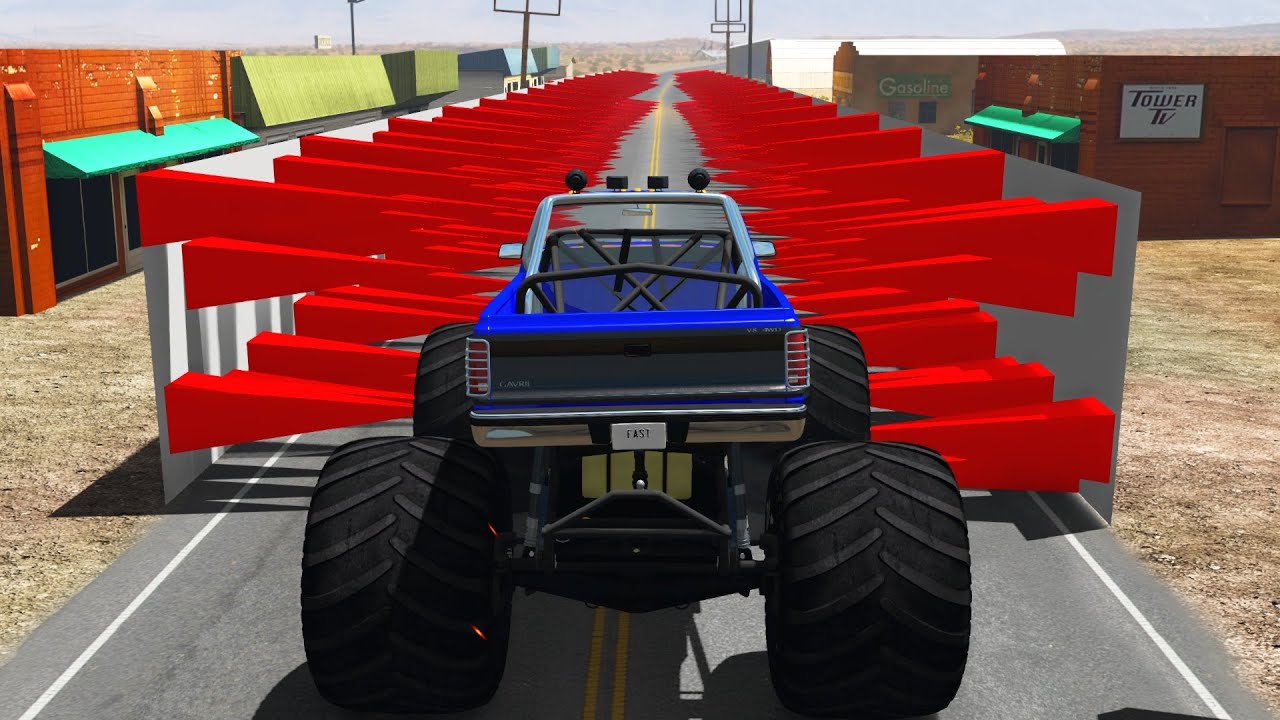 Cars VS Spike Walls - Beamng drive