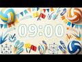 9 Minute Timer — Paper Craft Volleyball Sports + Soft Bell | Energetic Focus, Team Spirit, No Music