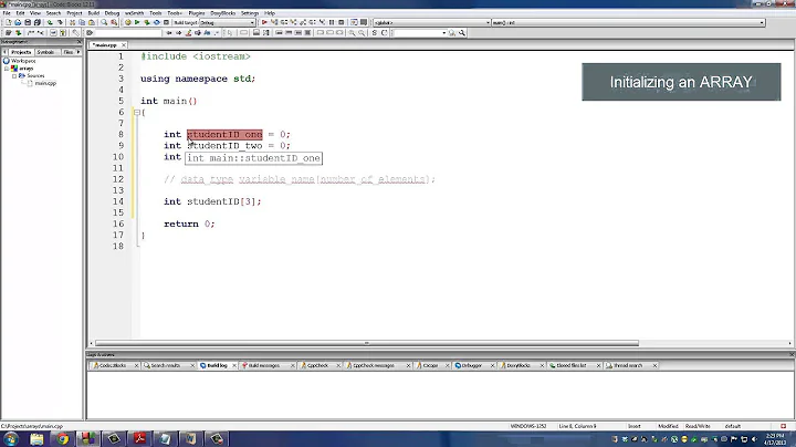 C++ Programming Tutorials: 14 - Arrays (Declaring and Initializing)