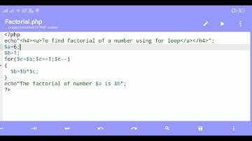 To find factorial of a number using for loop in php