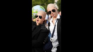 Bald caps, black tie, facial hair — Pitbull’s fans party like him