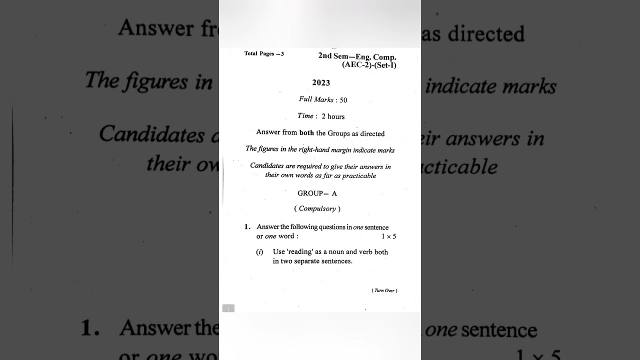 AEC-ENG COMPOSITION ||SET 1|| SEMESTER 2 || QUESTION PAPER 🗞️