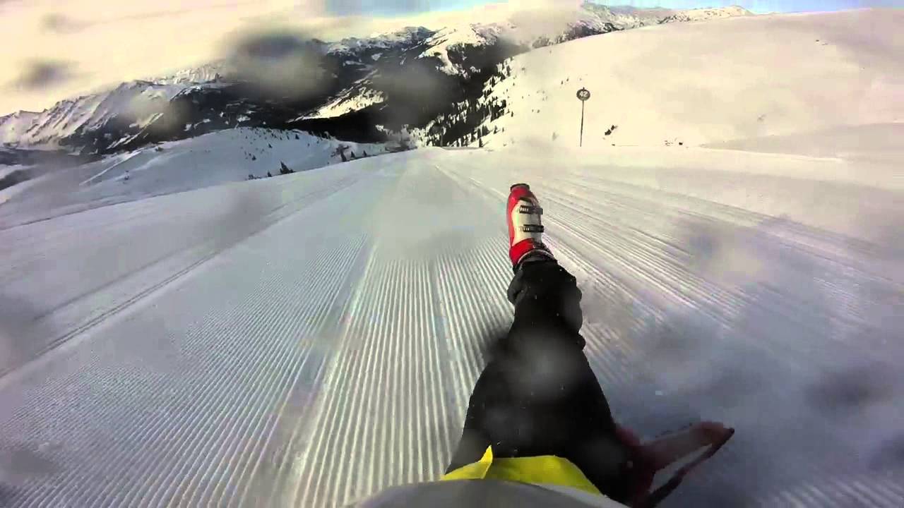 1100 meter piste slide with no skis (82Km/h) GoPro Hero 