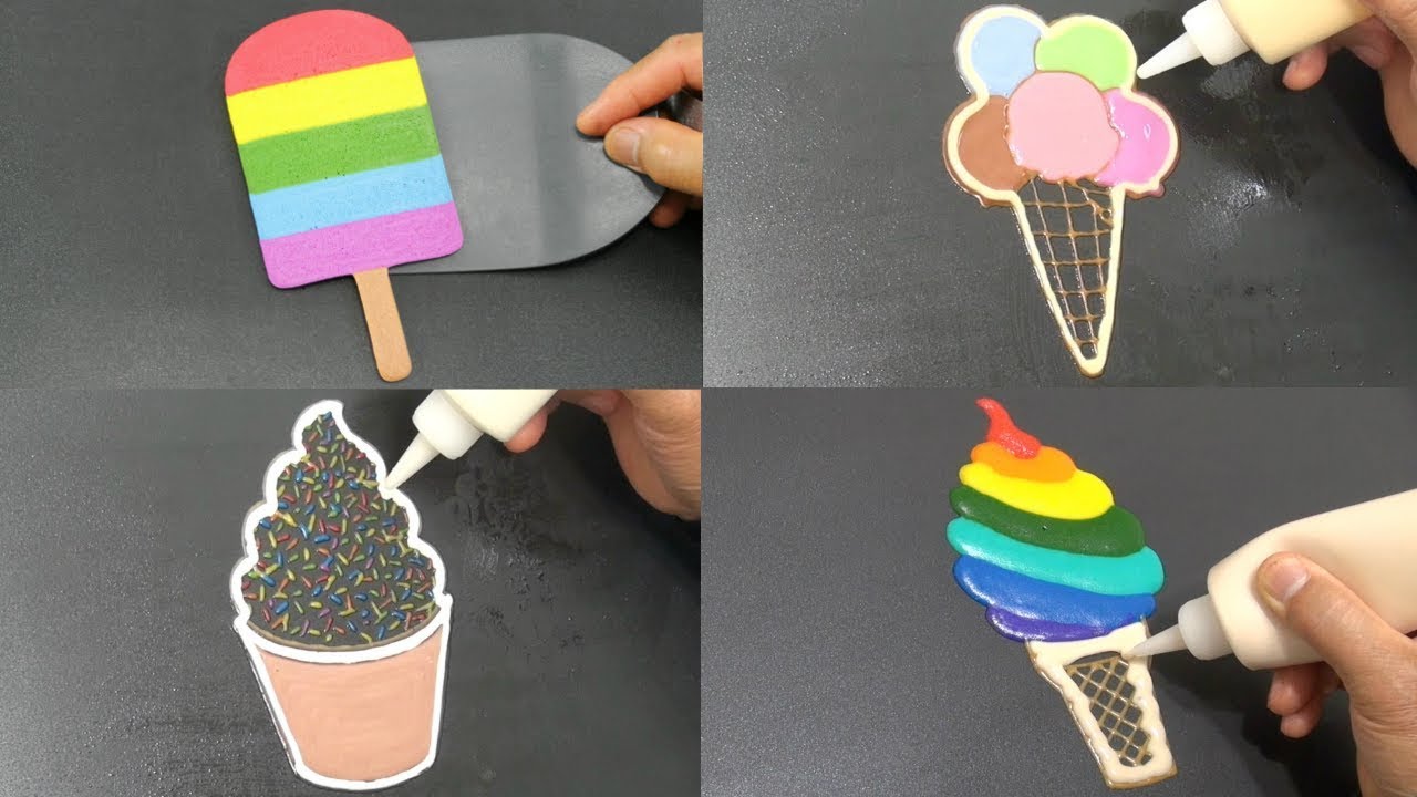 Rainbow Ice Cream Pancake Art Popsicle, Sprinkles, Scoops, Soft Serve