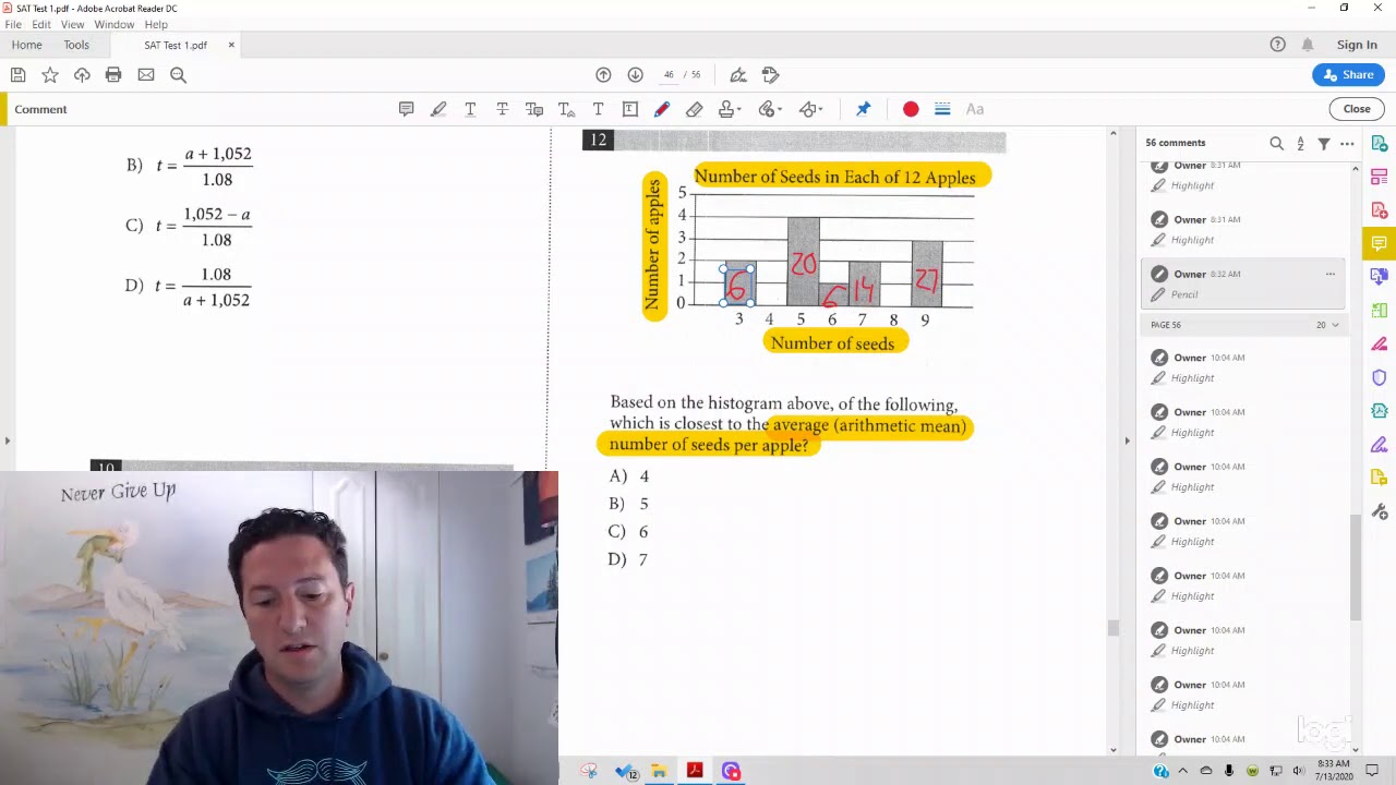SAT Math, Test 1 Section 4, Number 12 - YouTube